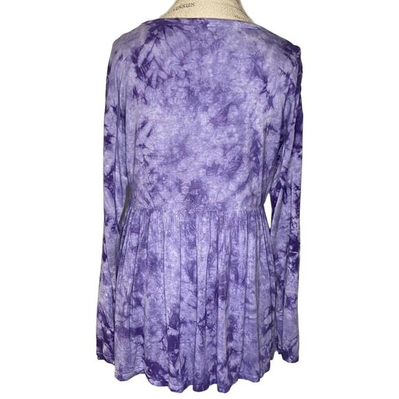 Baea Purple Tie Dye Long Sleeve Babydoll Shirt Women’s Size XL New With Tags - Picture 5 of 9